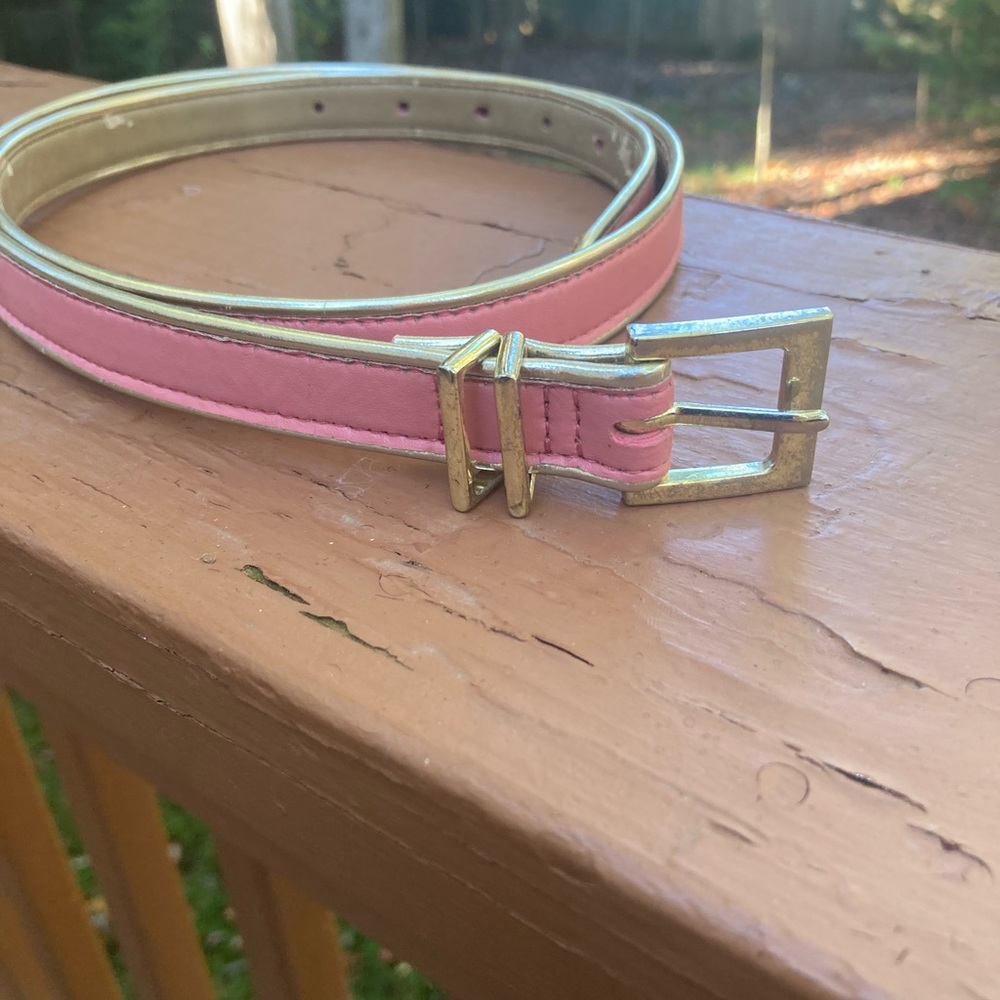 Talbots pink and gold leather belt